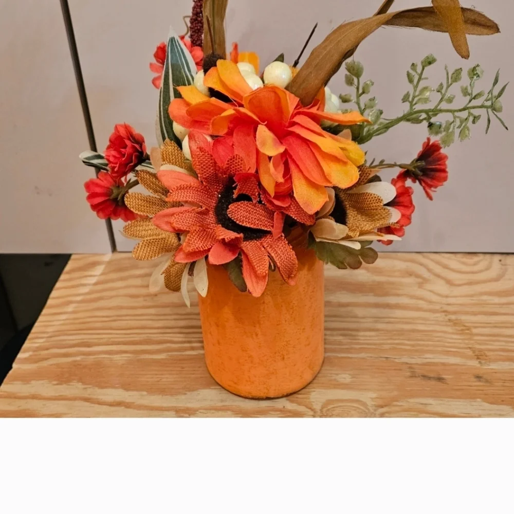Mystery of One, One Of A Kind Silk Floral Arrangement in a Handpainted Glass Jar